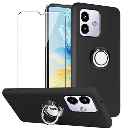 Xiangyun Handyhülle für Cubot Note 40 Hülle + 1 X Panzerglas Gehärtetem Glas Filmschutz Schutzfolien + 1 X Handy Ring, Schwarz Silikon Soft Fall TPU Leichte Protection Case Cover (6.56") von Xiangyun