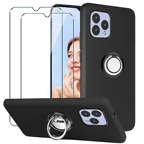 Xiangyun Handyhülle für Cubot P80 Hülle + 2 X Panzerglas Gehärtetem Glas Filmschutz Schutzfolien +1 X Handy Ring -Silikon Soft Schwarz Fall TPU Leichte Protection Case Cover von Xiangyun