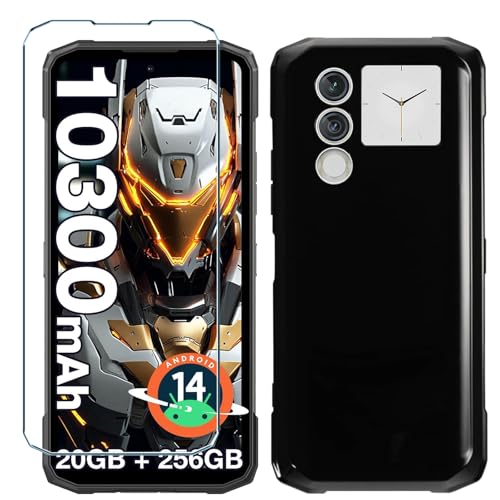 Xiangyun Handyhülle für Doogee Blade 10 Max Hülle mit 1 stück Gehärtetem Glas Protection Schutzfolien, Schwarz Silikon Soft Crystal Black Kratzfest TPU Cover Case(6.56") von Xiangyun