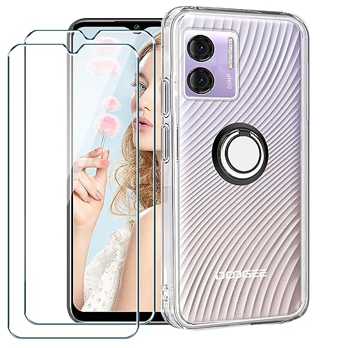 Xiangyun Handyhülle für Doogee N50 Hülle + 2 X Panzerglas Gehärtetem Glas Filmschutz Schutzfolien + 1 X Handy Ring, Silikon Soft Transparent Fall TPU Leichte Protection Case Cover (6.52" Clear) von Xiangyun