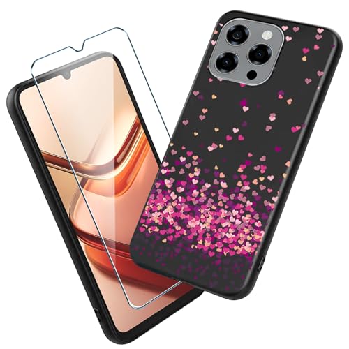 Xiangyun Handyhülle für Doogee Note 58/Note 58 Pro Hülle mit 1 stück Gehärtetem Glas Protection Schutzfolien, Schwarz Silikon Soft Crystal Black Kratzfest TPU Schutzhülle Case (6.75" WM85) von Xiangyun