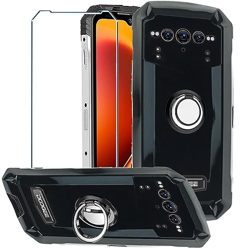 Xiangyun Handyhülle für Doogee V Max 5G Hülle Schwarz+ 1 X Panzerglas Gehärtetem Glas Filmschutz Schutzfolien + 1 X Handy Ring, Silikon Soft Fall TPU Leichte Protection Case Cover (6.58") von Xiangyun