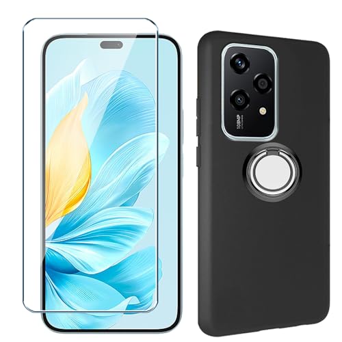 Xiangyun Handyhülle für Honor 200 Lite 5G Hülle + Schutzfolie Panzerglas Gehärtetem Glas+ Handy Ring, Silikon Soft Transparent TPU Leichte Protection Kristalle Clear Case Cover (6.7") von Xiangyun