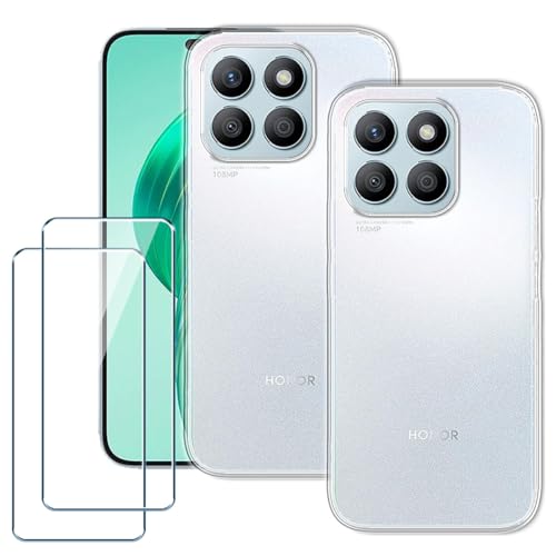 Xiangyun Handyhülle für Honor X8b Hülle 2* Transparent Case + 2 X Panzerglas Gehärtetem Glas Schutzfolien- Silikon Soft Fall TPU Leichte Protection Cover (6.7") von Xiangyun