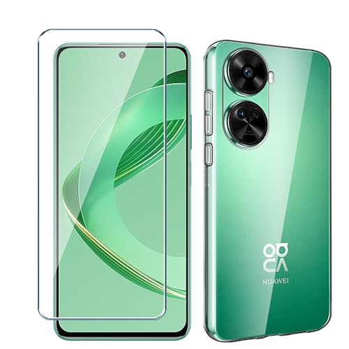 Xiangyun Handyhülle für Huawei Nova 12 SE Hülle mit 1 X Gehärtetem Glas Protection Schutzfolien, Transparent Silikon Soft Crystal Clear Kratzfest TPU Cover Case(6.67") von Xiangyun