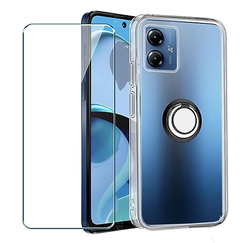 Xiangyun Handyhülle für Motorola Moto G14 Hülle + 1 X Schutzfolie Panzerglas Gehärtetem Glas+ 1 X Handy Ring, Silikon Soft Transparent TPU Leichte Protection Kristalle Clear Case Cover (6.5") von Xiangyun