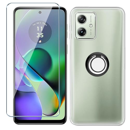 Xiangyun Handyhülle für Motorola Moto G54 5G Hülle + 1 X Schutzfolie Panzerglas Gehärtetem Glas+ 1 X Handy Ring, Silikon Soft Transparent TPU Leichte Protection Kristalle Clear Case Cover (6.5") von Xiangyun