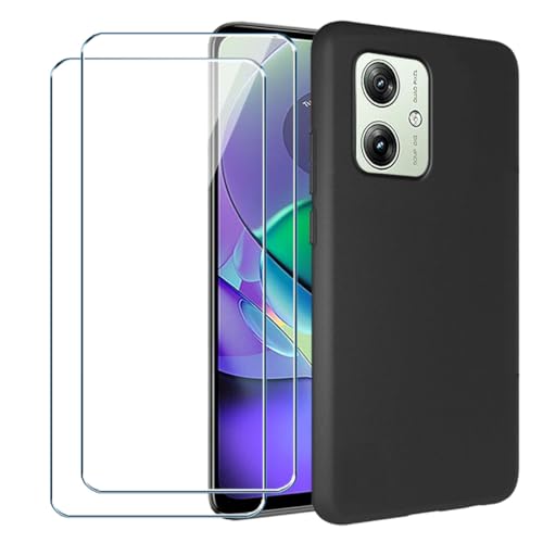 Xiangyun Handyhülle für Motorola Moto G54 5G Hülle + 2 X Schutzfolie Panzerglas Gehärtetem Glas Filmschutz, Silikon Soft Schwarz Fall TPU Leichte Protection Case Cover (6.5") von Xiangyun