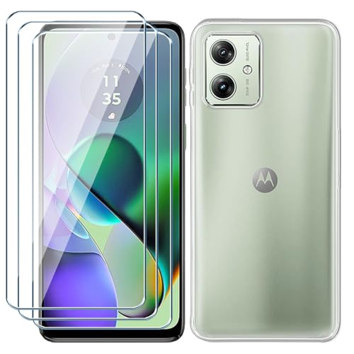 Xiangyun Handyhülle für Motorola Moto G54 5G Hülle Transparent + 3 X Panzerglas Gehärtetem Glas Filmschutz Protection Schutzfolien, Silikon Soft Crystal Clear Kratzfest TPU Cover Case von Xiangyun