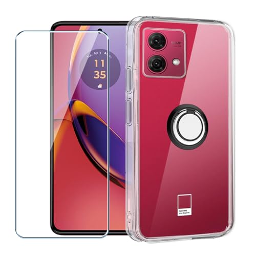 Xiangyun Handyhülle für Motorola Moto G84 5G Hülle + 1 X Schutzfolie Panzerglas Gehärtetem Glas+ 1 X Handy Ring, Silikon Soft Transparent TPU Leichte Protection Kristalle Clear Case Cover (6.5") von Xiangyun