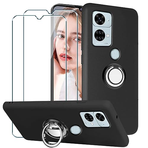 Xiangyun Handyhülle für Oukitel C33 Hülle + 2 X Panzerglas Gehärtetem Glas Filmschutz Schutzfolien + 1 X Handy Ring, Silikon Soft Schwarz Fall TPU Leichte Protection Case Cover (6.8") von Xiangyun