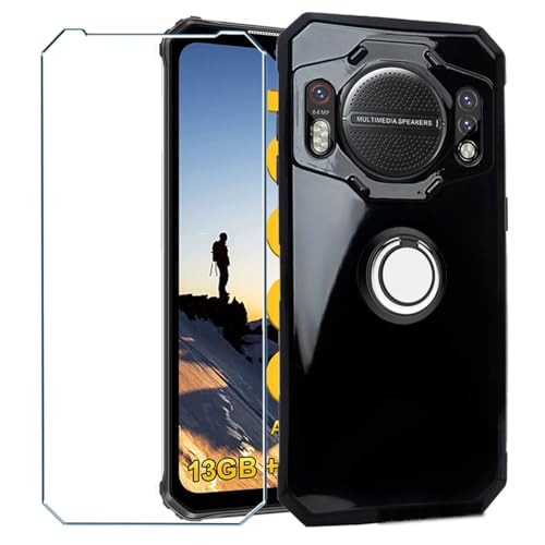 Xiangyun Handyhülle für Oukitel WP22 Hülle + 1 X Panzerglas Gehärtetem Glas Filmschutz Schutzfolien + 1 X Handy Ring, Schwarz Silikon Soft Fall TPU Leichte Protection Case Cover (6.58") von Xiangyun