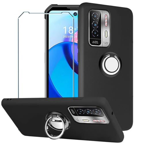 Xiangyun Handyhülle für Oukitel WP27 Hülle + 1 X Panzerglas Gehärtetem Glas Filmschutz Schutzfolien + 1 X Handy Ring, Schwarz Silikon Soft Fall TPU Leichte Protection Case Cover (6.8") von Xiangyun