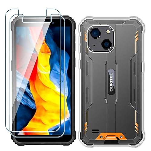 Xiangyun Handyhülle für Oukitel WP32 Hülle Transparent mit 2 stück Panzerglas Gehärtetem Glas Protection Schutzfolien, Silikon Soft Crystal Clear Kratzfest TPU Cover Case(5.93") von Xiangyun