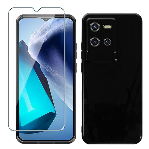 Xiangyun Handyhülle für Oukitel WP50 Hülle mit 1 stück Gehärtetem Glas Protection Schutzfolien, Schwarz Silikon Soft Crystal Black Kratzfest TPU Cover Case(6.6") von Xiangyun