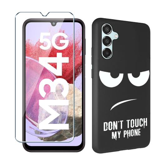 Xiangyun Handyhülle für Samsung Galaxy M34 5G Hülle + Panzerglas Gehärtetem Glas Protection Schutzfolien, Silikon Soft Kratzfest TPU Cover Case(6.5")(Pattern Printing, DUO5) von Xiangyun