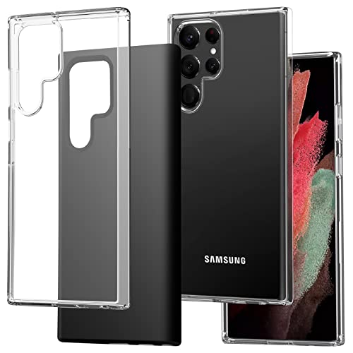 Xiangyun Handyhülle für Samsung Galaxy S23 Ultra 5G Hülle 1 X Transparent + 1 X Schwarz Case, Crystal Clear Silikon Soft Fall TPU Stoßfest Kratzfest Leichte Protection Case Cover von Xiangyun