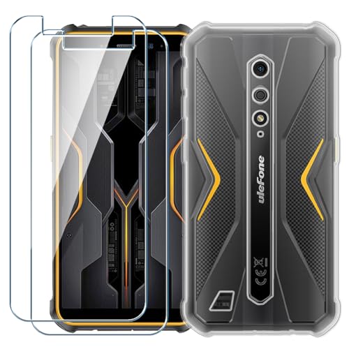 Xiangyun Handyhülle für Ulefone Armor X12 Pro Hülle Transparent mit 2 stück Panzerglas Gehärtetem Glas Protection Schutzfolien, Silikon Soft Crystal Clear Kratzfest TPU Cover Case(5.45") von Xiangyun