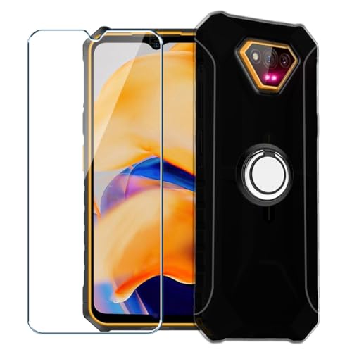 Xiangyun Handyhülle für Ulefone Armor X13 Hülle + 1 X Panzerglas Gehärtetem Glas Filmschutz Schutzfolien + 1 X Handy Ring, Schwarz Silikon Soft Fall TPU Leichte Protection Case Cover (6.52") von Xiangyun