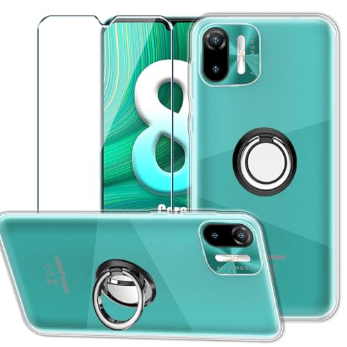 Xiangyun Handyhülle für Ulefone Note 6 /Note 6P /Note 6T Hülle + 1 X Schutzfolie Panzerglas Gehärtetem Glas+ Handy Ring, Silikon Soft Transparent TPU Protection Kristalle Clear Case Cover (6.1") von Xiangyun