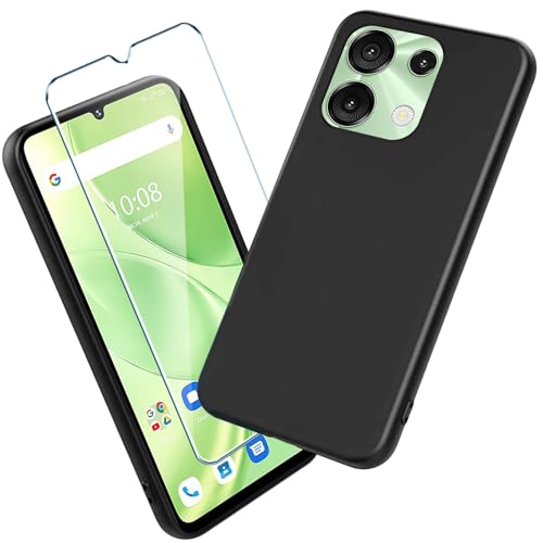 Xiangyun Handyhülle für Umidigi G9T/G9C/G9A/G9 Hülle mit 1 stück Gehärtetem Glas Protection Schutzfolien, Schwarz Silikon Soft Crystal Black Kratzfest TPU Schutzhülle Case (6.75") von Xiangyun