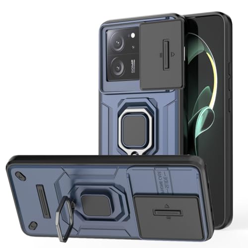 Xiangyun Handyhülle für Xiaomi 13T/Xiaomi 13T Pro 5G Hülle Schutzhülle, Stoßfest Militärische Panzerung- 360° Stützring- Schiebe-Kamera-Abdeckung- PC+TPU Hybrid-Gehäuse- Bumper Cover Case,Blau von Xiangyun