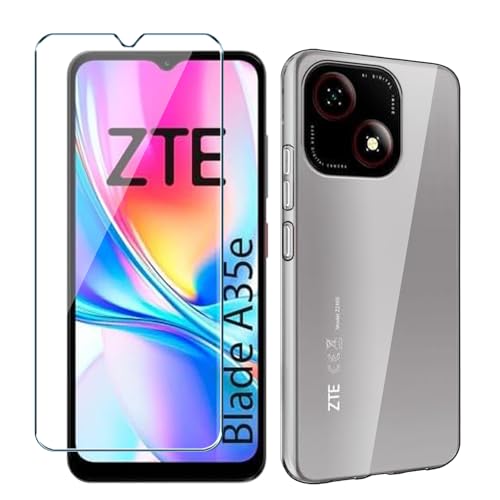 Xiangyun Handyhülle für ZTE Blade A35e Hülle mit 1 Stück Panzer Schutz Glas Schutzfolie, Transparent Silikon Soft Crystal Clear Kratzfest TPU Case Schutzhülle (6.52") von Xiangyun