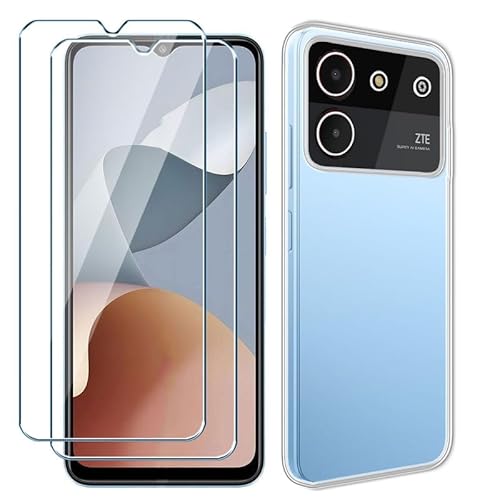 Xiangyun Handyhülle für ZTE Blade A54 Hülle Transparent mit 2 stück Panzerglas Gehärtetem Glas Protection Schutzfolien, Silikon Soft Crystal Clear Kratzfest TPU Cover Case(6.60") von Xiangyun