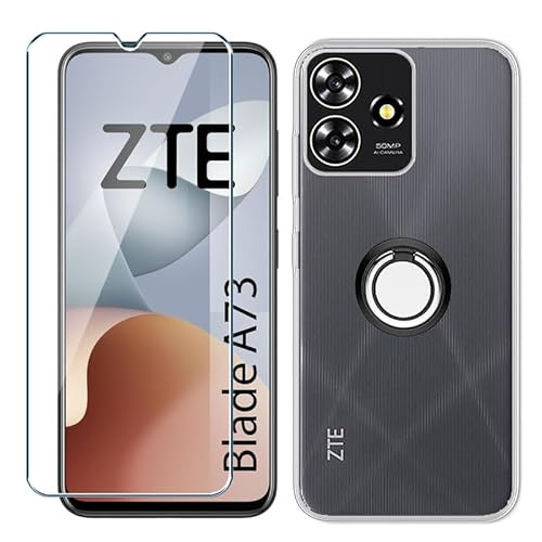 Xiangyun Handyhülle für ZTE Blade A73 4G Hülle + 1 X Schutzfolie Panzerglas Gehärtetem Glas+ 1 X Handy Ring, Silikon Soft Transparent TPU Leichte Protection Kristalle Clear Case Cover (6.6") von Xiangyun