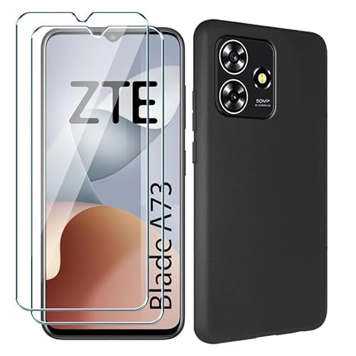 Xiangyun Handyhülle für ZTE Blade A73 4G Hülle + 2 X Schutzfolie Panzerglas Gehärtetem Glas Filmschutz, Silikon Soft Schwarz Fall TPU Leichte Protection Case Cover (6.6") von Xiangyun