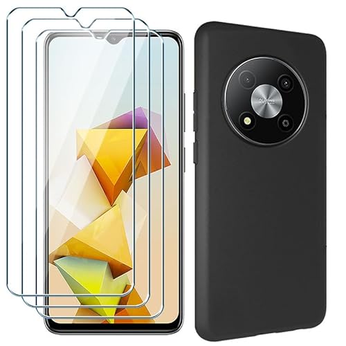 Xiangyun Handyhülle für ZTE Blade A73 5G Hülle + 3 X Panzerglas Gehärtetem Glas Filmschutz Schutzfolien, Silikon Soft Schwarz Fall TPU Leichte Protection Case Cover (6.52") von Xiangyun