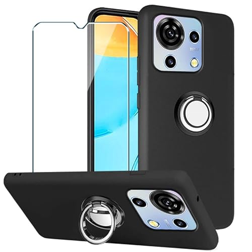 Xiangyun Handyhülle für ZTE Blade V50 Vita Hülle + 1 X Panzerglas Gehärtetem Glas Filmschutz Schutzfolien + 1 X Handy Ring, Schwarz Silikon Soft Fall TPU Leichte Protection Case Cover (6.75") von Xiangyun