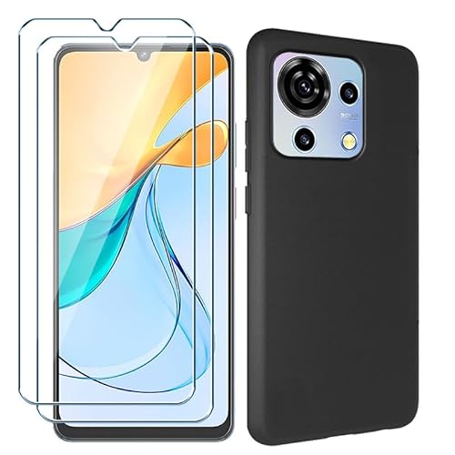 Xiangyun Handyhülle für ZTE Blade V50 Vita Hülle + 2 X Schutzfolie Panzerglas Gehärtetem Glas Filmschutz, Silikon Soft Schwarz Fall TPU Leichte Protection Case Cover (6.75") von Xiangyun