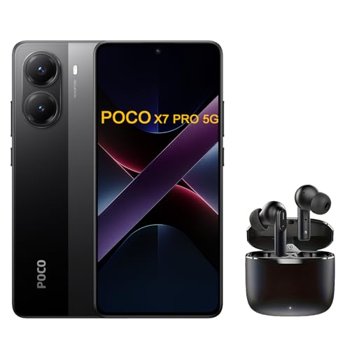 Xiaomi Poco X7 Pro 5G Smartphone, inklusive Kopfhörer, 256GB, 12GB RAM, 6.67'' CrystalRes 1.5K 120Hz AMOLED Display, 6000mAh akku, schwarz, Black von Xiaomi MC