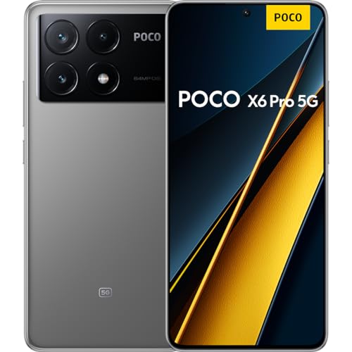 Poco X6 Pro 5G Smartphone, 8+256GB Handy ohne Vertrag, 120Hz 6,67" 1,5k AMOLED Display, 64MP OIS Dreifach-Kamera, 5000mAh, 67W Turbo-Charge, Dual-SIM, Grau (DE Version + 2 Jahre Garantie) von Xiaomi