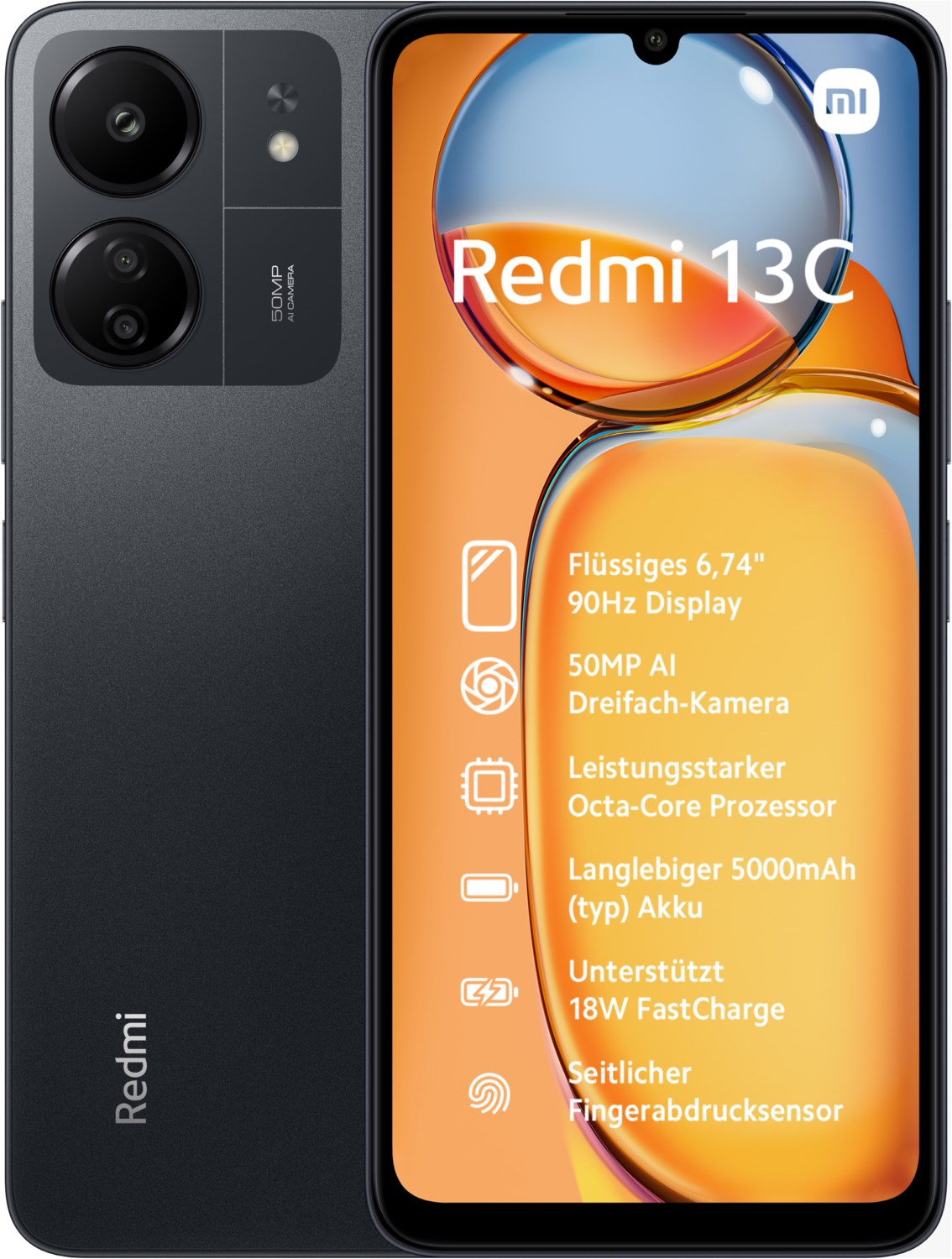 Redmi 13C (8GB+256GB) Smartphone midnight black von Xiaomi