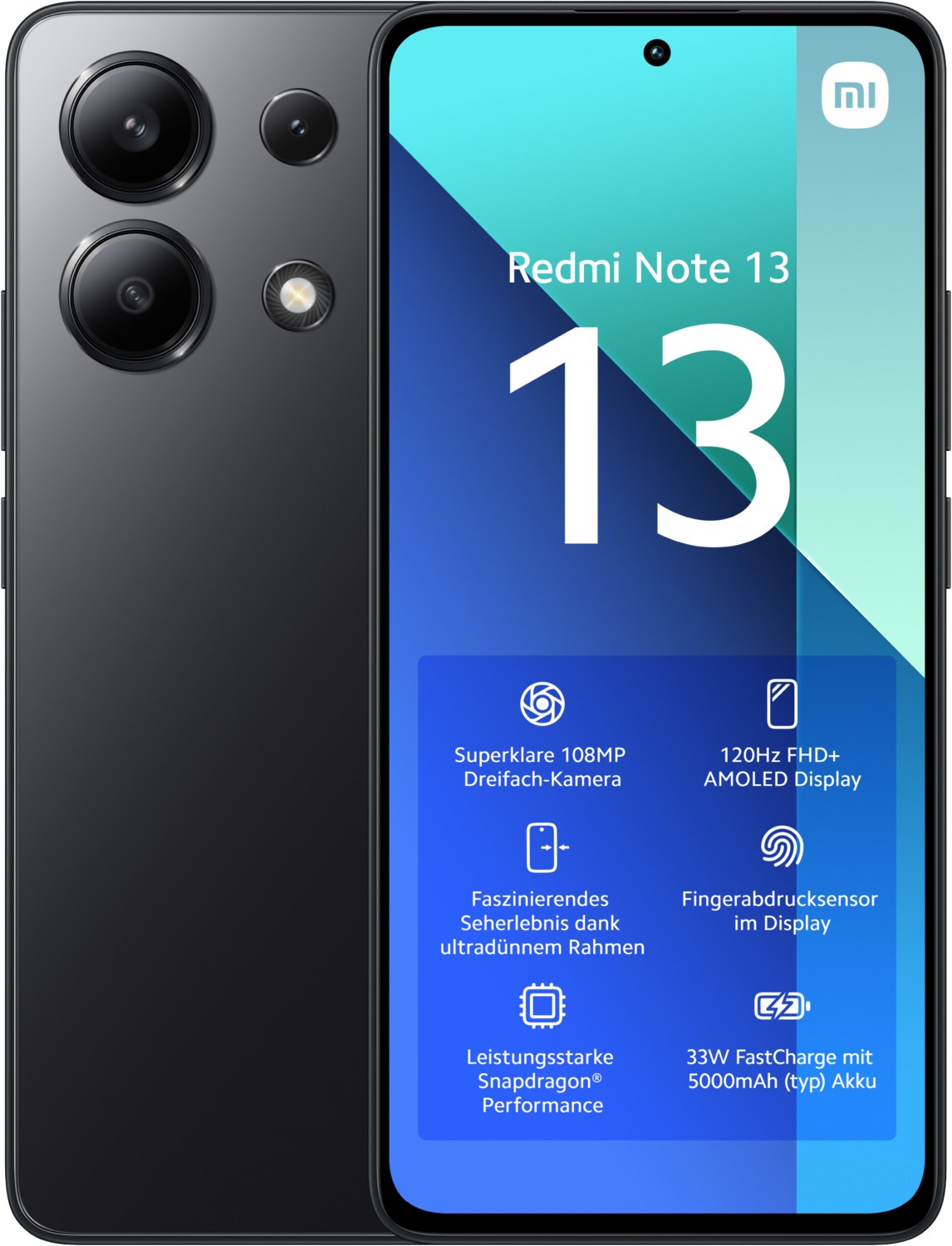 Redmi Note 13 (6GB+128GB) Smartphone midnight black von Xiaomi