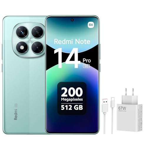 Redmi Note 14 Pro 5G/Xaiomi 67W HyperCharge Combo (Type-A) EU (grün Green, 12 GB RAM, 512 GB Speicher) | Weltpremiere MTK Dimensity 7025 Ultra | 2100 Nits Segmenthellstes 120-Hz-AMOLED von Xiaomi