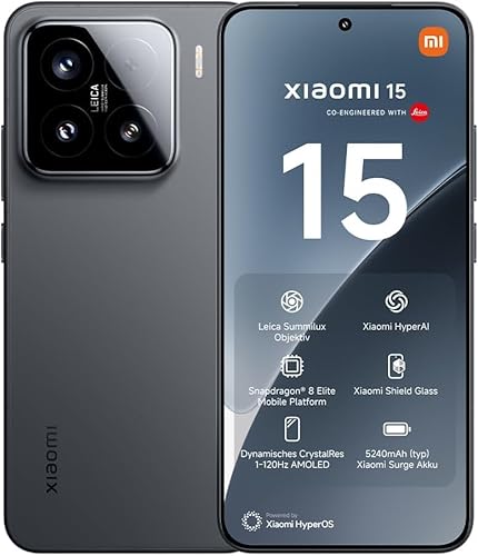 Xiaomi 15 Smartphone 12+256GB nm Process, Performance Transformed Snapdragon® 8 Elite Mobile Platform CrystalRes Dynamic 1-120Hz AMOLED 5240mAh Battery (Schwarz) von Xiaomi