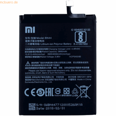 Xiaomi Akku für Xiaomi Redmi Note 5 / 5 PLUS Li-Ion 3,85 Volt 3900 mAh Xiaomi Akku für Xiaomi Redmi Note 5 / 5 PLUS Li-Ion 3,85 Volt 3900 mAh von Xiaomi