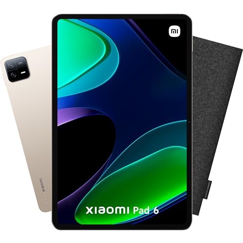 Xiaomi PAD6 8 256 GB + Filzhülle, Ladegerät inklusive 33 W, Display 11 Zoll, schnelles Laden, Akku 8840 mAh, 18 Stunden Akkulaufzeit, Gold von Xiaomi