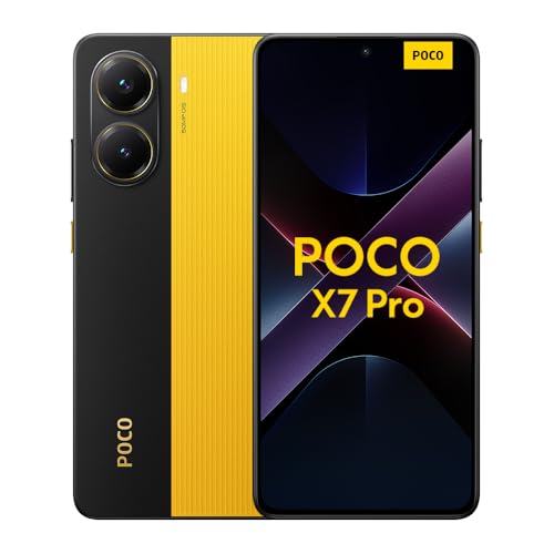 Xiaomi Poco X7 Pro Smartphone, 8 + 256 GB, Gelb, 50 MP Hauptkamera mit OIS, 6000 mAh (Typ) Akku mit 90 W HyperCharge, IP68, AI-Funktionen (kein Ladegerät im Lieferumfang enthalten), 2 Jahre Garantie von Xiaomi