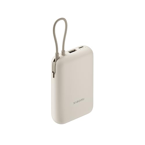 Xiaomi 22.5W Power Bank mit Integriertem Kabel - 10000mAh, Schnellladefunktion, lädt 3 Geräte gleichzeitig, flugtauglich, 4.5 Stunden Ladezeit – stilvoll und funktional, Tan von Xiaomi