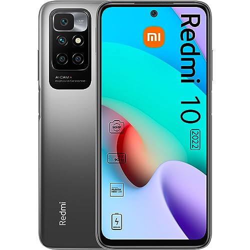 Xiaomi Redmi 10 2022 Smartphone, 6.5" FHD+ DotDisplay, MediaTek Helio G88, AI Quad-Kamera (4GB + 64GB, Carbon Gray) von Xiaomi