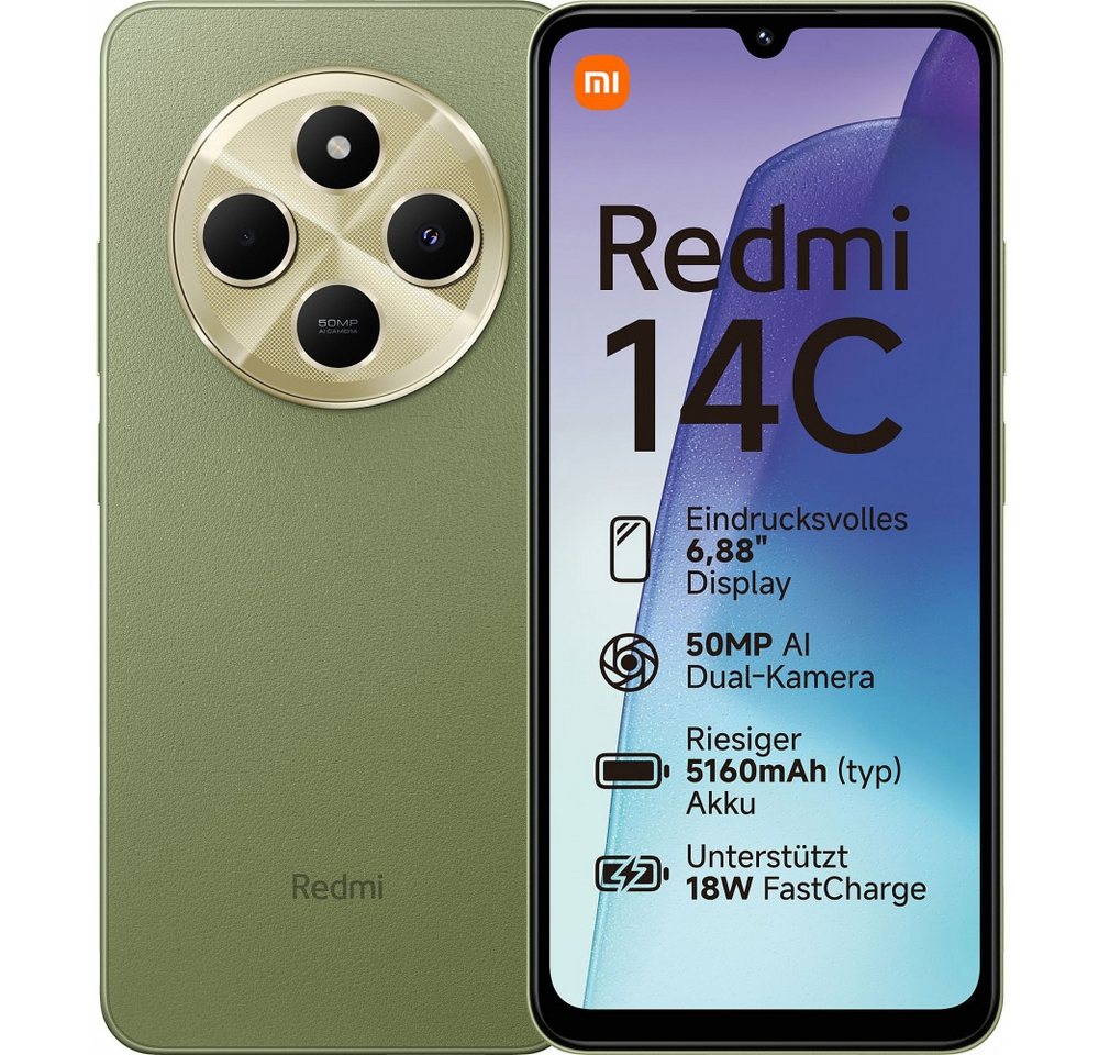Xiaomi Redmi 14C 128 GB / 4 GB - Smartphone - sage green Smartphone (6,88 Zoll) von Xiaomi