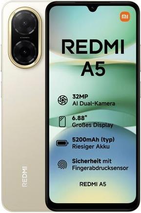 Xiaomi Redmi A5 Dual Sim 128GB, 4GB RAM, Sandy Gold (MZB0JTPEU) von Xiaomi