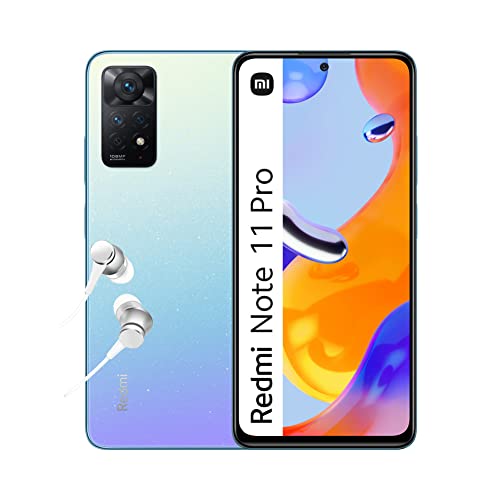 Xiaomi Redmi Note 11 Pro, Smartphone + Kopfhörer, 6 + 128 GB Handy ohne Vertrag, 6,67'' 120 Hz FHD + AMOLED Display, 67 W Turbo-Charge, 108 MP Kamera, Star Blue (DE Version, Amazon Exclusive) von Xiaomi
