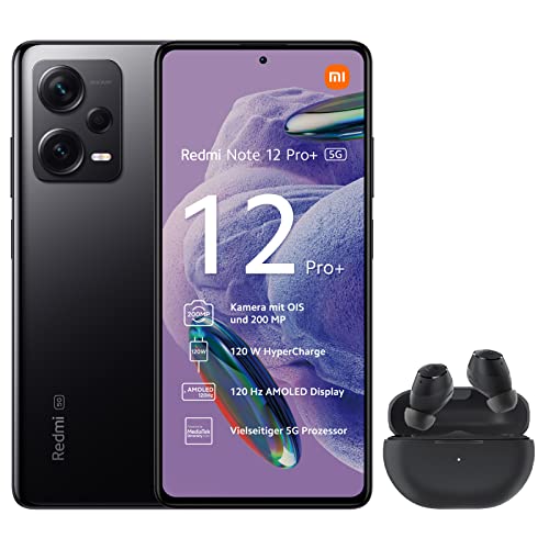 Xiaomi Redmi Note 12 Pro+ 5G Smartphone, 8+256GB, 6,67" FHD+ Flow AMOLED DotDisplay, 5.000 mAh, 200MP Kamera, 120W Hyper-Charging, Dual-SIM, Midnight Black, Including Headphones von Xiaomi