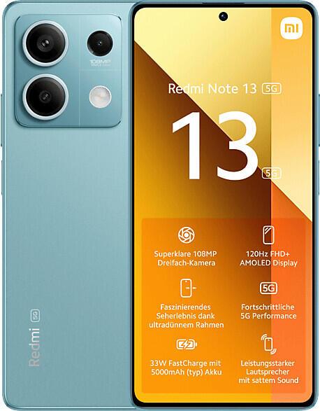 Xiaomi Redmi Note 13 -5G- 256GB/8GB Dual-SIM, blaugrün Xiaomi Redmi Note 13 -5G- 256GB/8GB Dual-SIM, blaugrün von Xiaomi