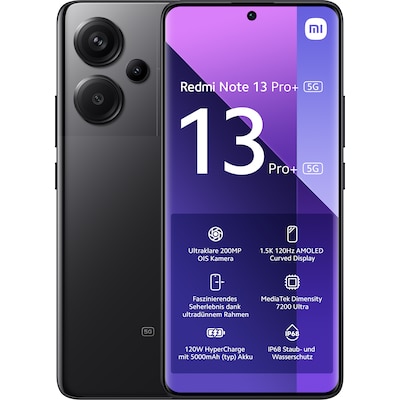 Xiaomi Redmi Note 13 Pro+ 5G 12/512GB Dual-SIM Smartphone midnight black Xiaomi Redmi Note 13 Pro+ 5G 12/512GB Dual-SIM Smartphone midnight black von Xiaomi